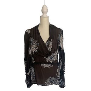 Carolina Herrera Black and White Floral Blouse